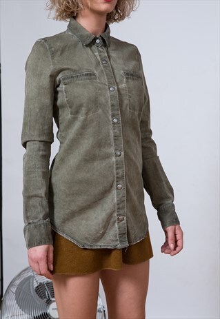 VINTAGE 90S KHAKI DENIM SHIRT