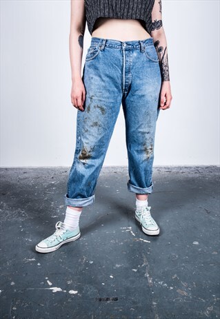 VINTAGE LEVI'S 501 BLUE PAINT MOM JEANS