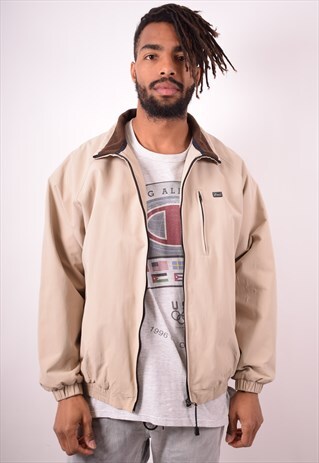 ASICS MENS VINTAGE JACKET LARGE BEIGE 90S