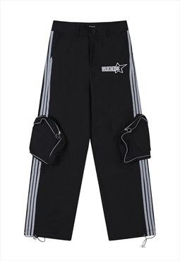 Cargo joggers big pocket utility pants skater trousers black