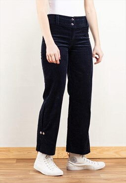 Vintage Women 90's Blue Cord Trousers 
