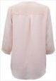 SEMI SHEER PINK CHIFFON CREPE TUNIC BLOUSE BUTTON OWN SHIRT