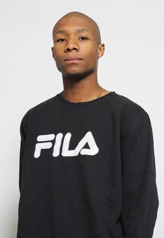 VINTAGE FILA BLACK SPELLOUT LOGO SWEATSHIRT