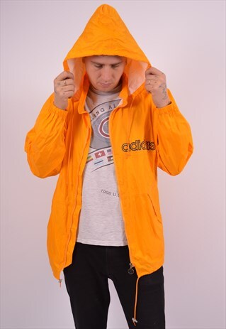 ADIDAS MENS VINTAGE WATERPROOF JACKET XL YELLOW 90S