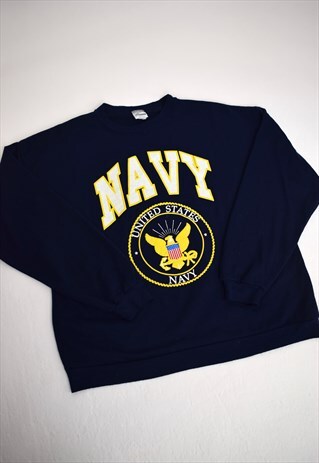 VINTAGE 90S HABAND NAVY BLUE 'NAVY USA' SWEATSHIRT