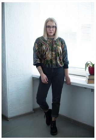 VINTAGE 80'S PATTERNED VELVET TOP