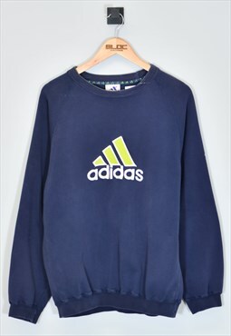 Vintage 1990's Adidas Sweatshirt Blue Large