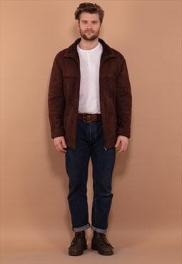 Vintage 80's Men Faux Sheepskin Jacket in Brown