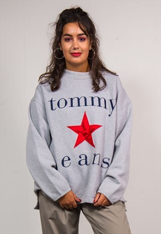 VINTAGE 90'S TOMMY HILFIGER JEANS GREY SWEATSHIRT JUMPER
