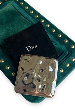 Vintage Dior compact mirror silver tone metal
