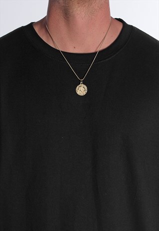 22" SAINT CHRISTOPHER PENDANT NECKLACE CHAIN - GOLD