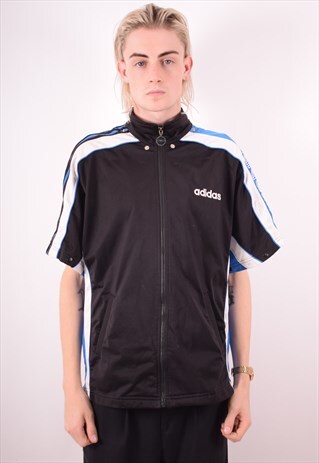 ADIDAS MENS VINTAGE TRACKSUIT TOP JACKET LARGE BLACK 90S