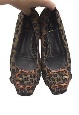Womens Vintage Fendi ballet pumps FF zucca leopard print