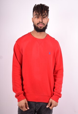 POLO RALPH LAUREN MENS VINTAGE SWEATSHIRT JUMPER LARGE RED 9