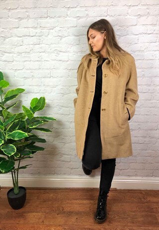 VINTAGE 90S BURBERRY TRENCH COAT CAMEL BEIGE UK 12