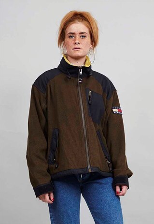 VINTAGE TOMMY HILFIGER 90'S KHAKI ZIP UP FLEECE