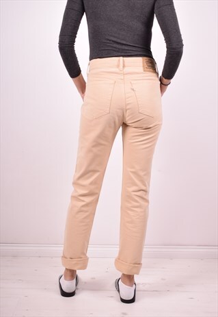LEVI'S 505 WOMENS VINTAGE JEANS W29 L32 BEIGE 90S