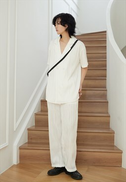 Textured Leisure Suit in White