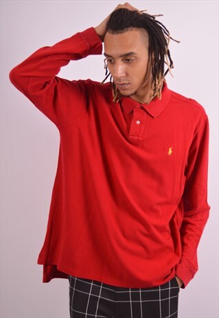 VINTAGE POLO RALPH LAUREN POLO SHIRT LONG SLEEVE RED