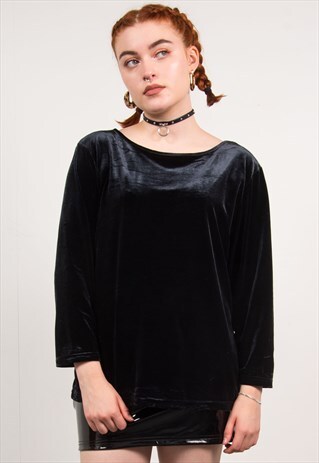 VINTAGE 90'S BLACK VELVET TOP
