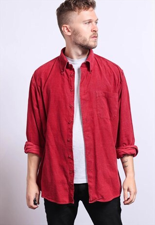 VINTAGE CORDUROY CORD SHIRT RED