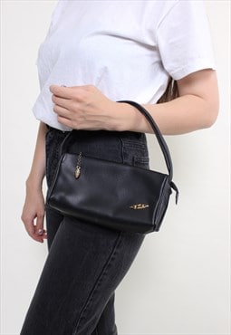 Minimalist black mini bag, vintage 90s casual top handle bag