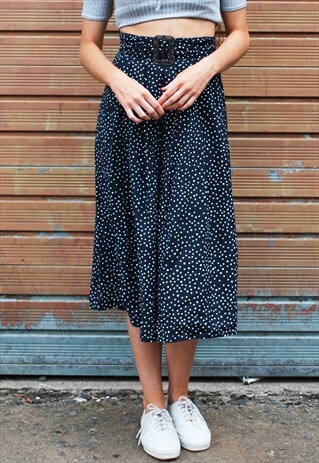 VINTAGE 90S POLKA DOT MIDI SKIRT