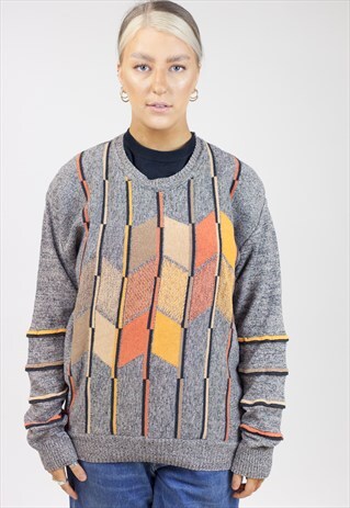 VINTAGE 90S PATTERNED KNIT JUMPER