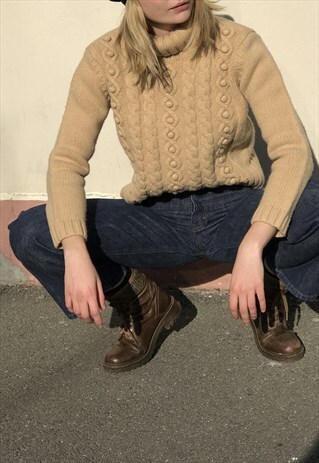 BEIGE WOOL BLEND SWEATER