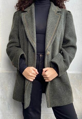 WOOL AND MOHAIR COAT IN KHAKI COLOR