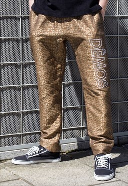 Gold Logo Embroidered relaxed fit  trousers pants 