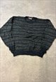 VINTAGE KNITTED JUMPER ABSTRACT PATTERNED GRANDAD SWEATER