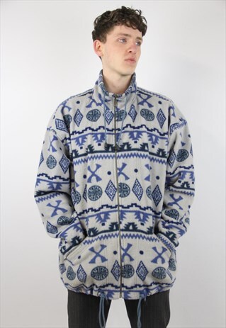 VINTAGE AMAZING PATTERNED ZIP-UP FLEECE