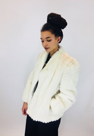 VINTAGE 80S FAUX FUR COAT