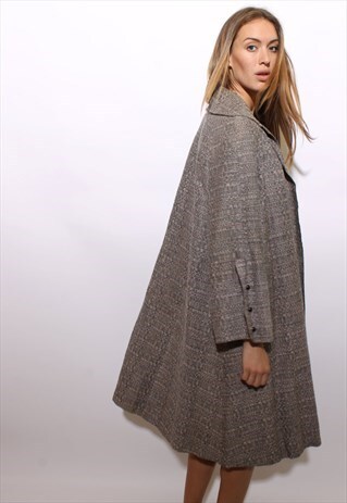 VINTAGE 1950'S 50'S WOVEN MIDCENTURY SWING COAT JACKET OS