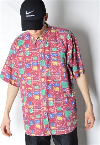 VINTAGE 90S COLOURFUL ABSTRACT SHORT SLEEVE SHIRT