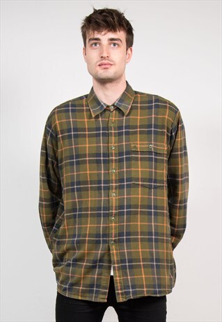 VINTAGE 90'S GREEN CHECK PATTERN FLANNEL SHIRT