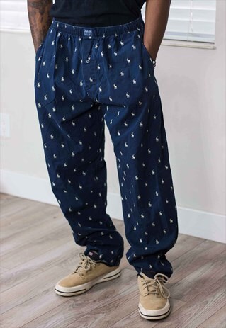 VINTAGE POLO RALPH LAUREN PAJAMA PANTS LOGO 90S M 7.9