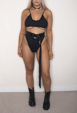 BLACK SPARKLY HIGH RISE KNICKERS