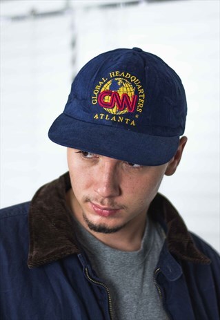 VINTAGE CNN EMBROIDERED BASEBALL CAP HAT 90S X 2.2