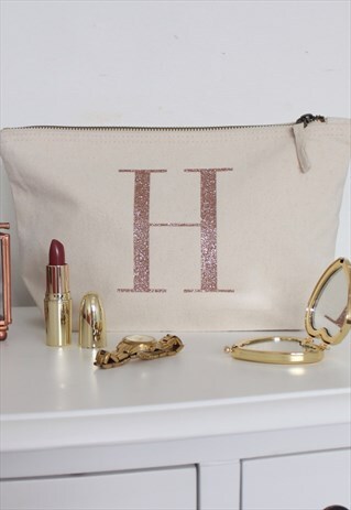 PERSONALISED INITIAL COTTON MAKE UP BAG