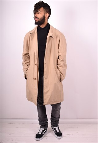 AQUASCUTUM MENS VINTAGE COAT XL BEIGE 90S