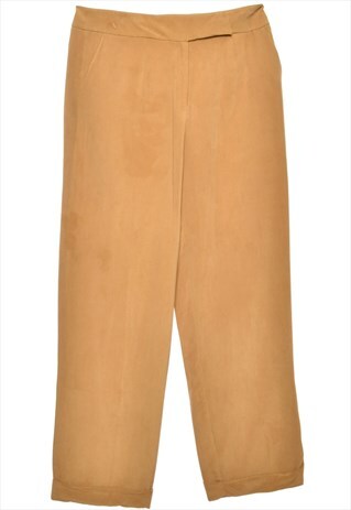 BEYOND RETRO VINTAGE LIGHT BROWN SUEDE EFFECT TROUSERS - W32