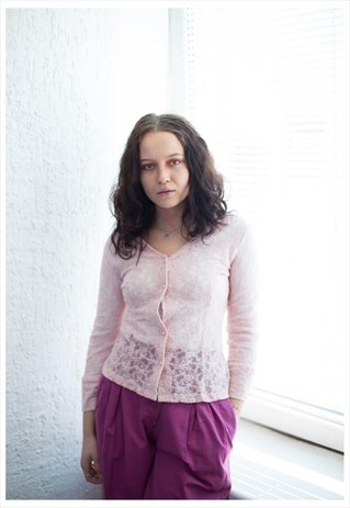 VINTAGE 80'S PINK LACE BLOUSE