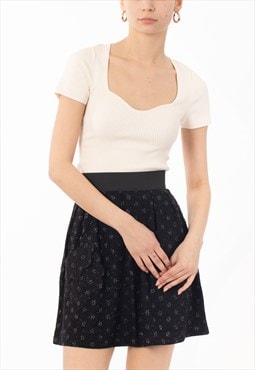 Skater Skirt in Black Floral Lace with pockets