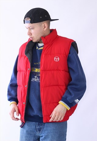 VINTAGE MENS SERGIO TACCHINI PUFFER REVERSIBLE VEST JACKET