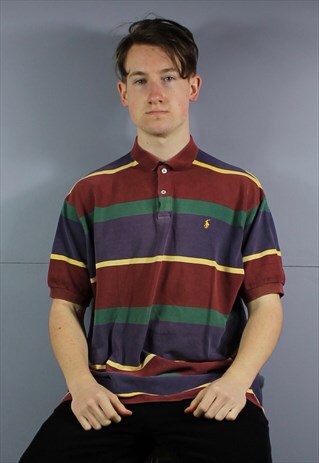 VINTAGE POLO RALPH LAUREN POLO SHIRT IN MULTICOLOUR WITH EMB