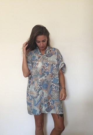 CRAZY PATTERNED VINTAGE RETRO FESTIVAL OVERSIZED SHIRT