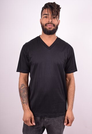 VALENTINO MENS VINTAGE T-SHIRT TOP MEDIUM BLACK 90S