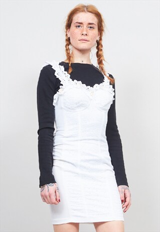 VINTAGE 90'S ROCCOBAROCCO BRODERIE RUFFLE MINI DRESS